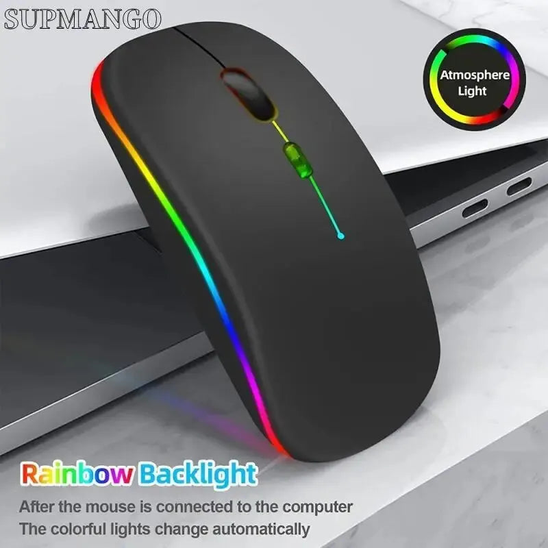 Wireless Mouse Rechargeable Silent LED Backlit Mice PC Laptop Computer