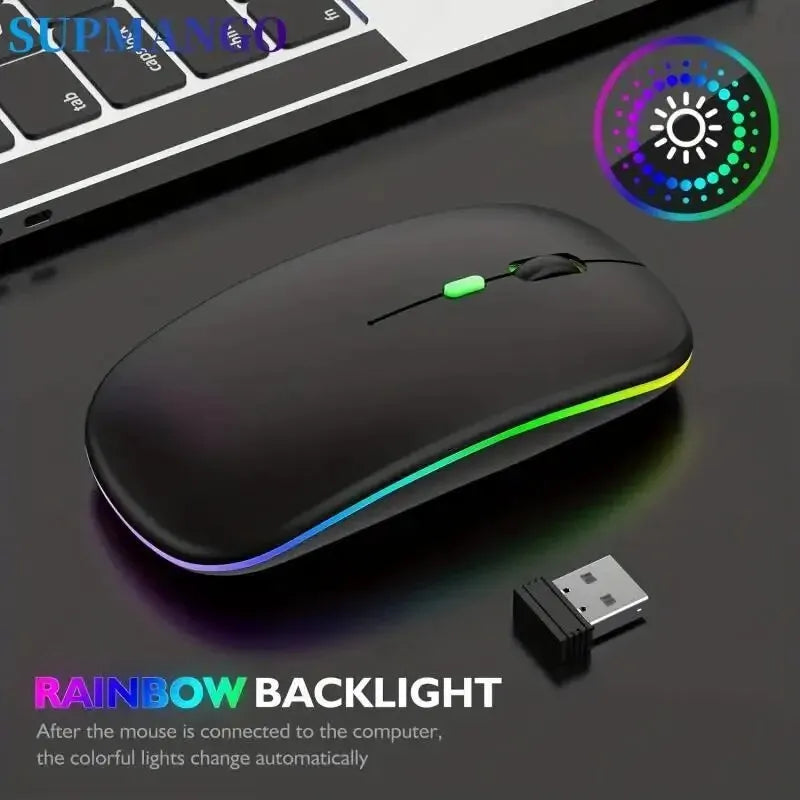 Wireless Mouse Rechargeable Silent LED Backlit Mice PC Laptop Computer