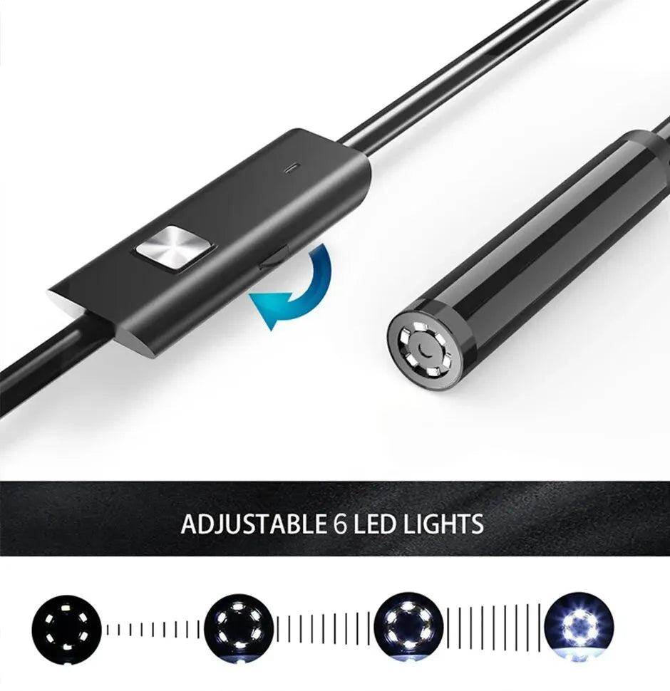 7.0MM TYPE-C Endoscope Camera IP67 Waterproof 6 LEDs Adjustable USB