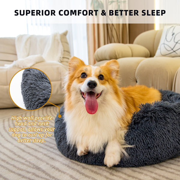 Pet Beds for Cats Dog Bed Washable Anti Anxiety Fluffy Dog Bed